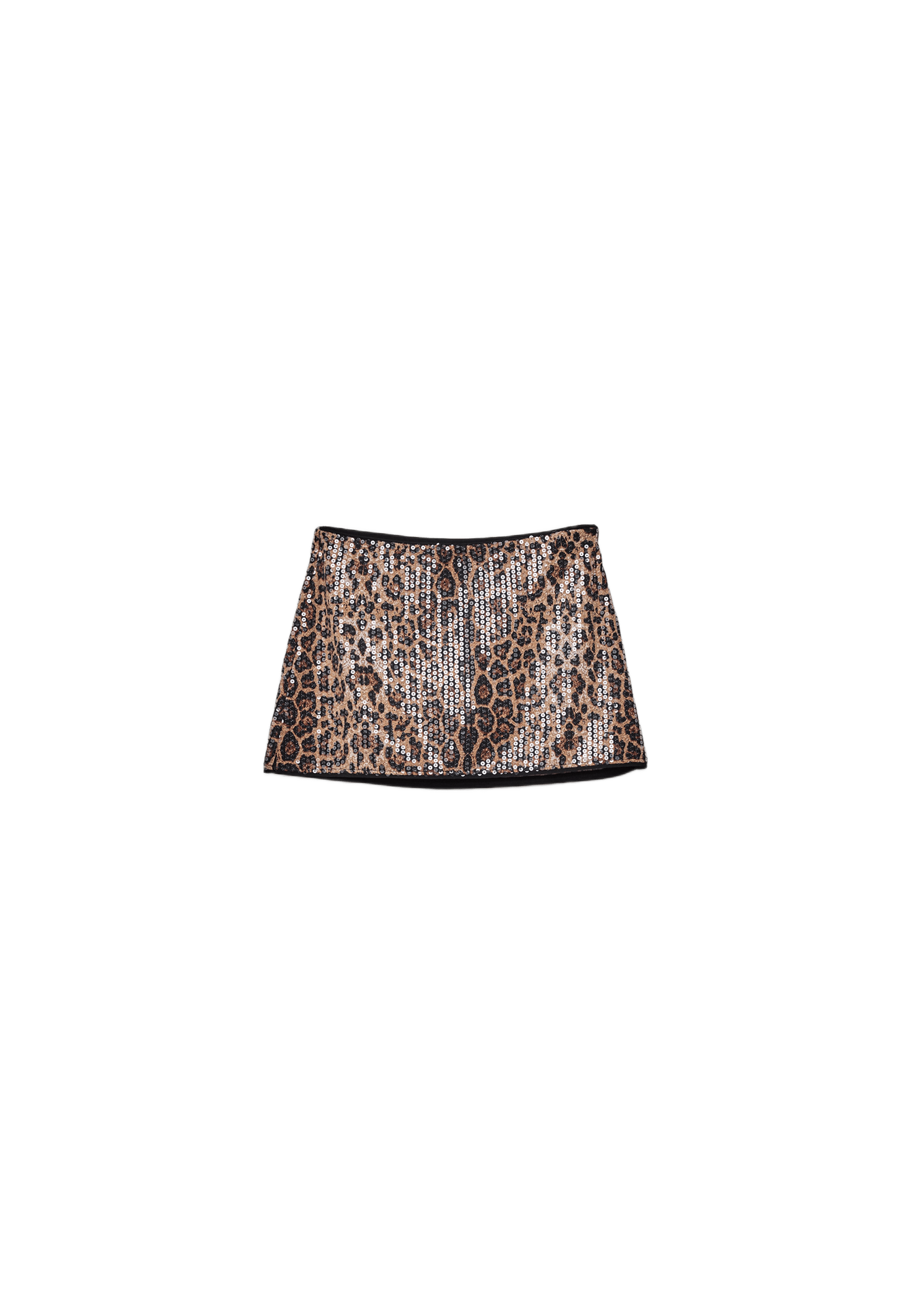 Mini Skort with Animal Print Sequin — Beige