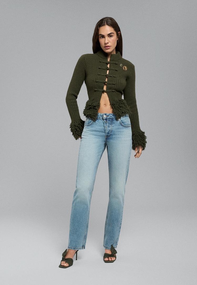 Stradivarius Slim Fit Jeans Met Rechte Pijpen Middenblauwe Denim Wassing 44