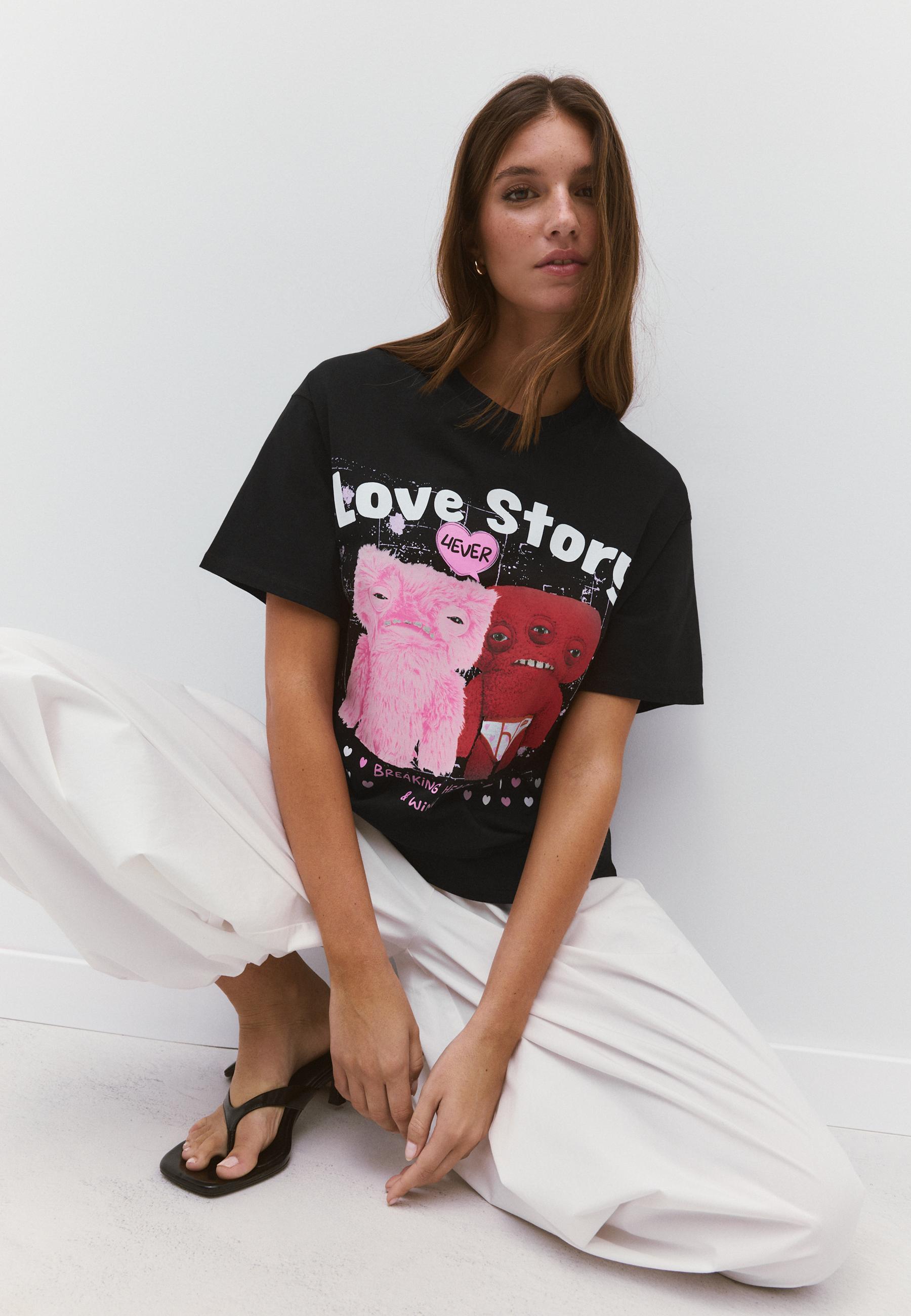 Oversize printed T-shirt — Black