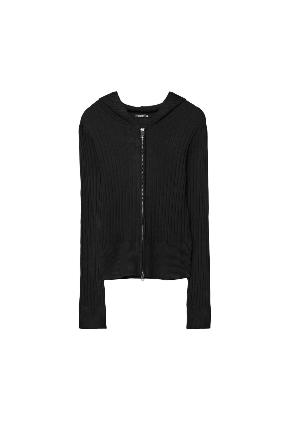 Zip-up knit cardigan