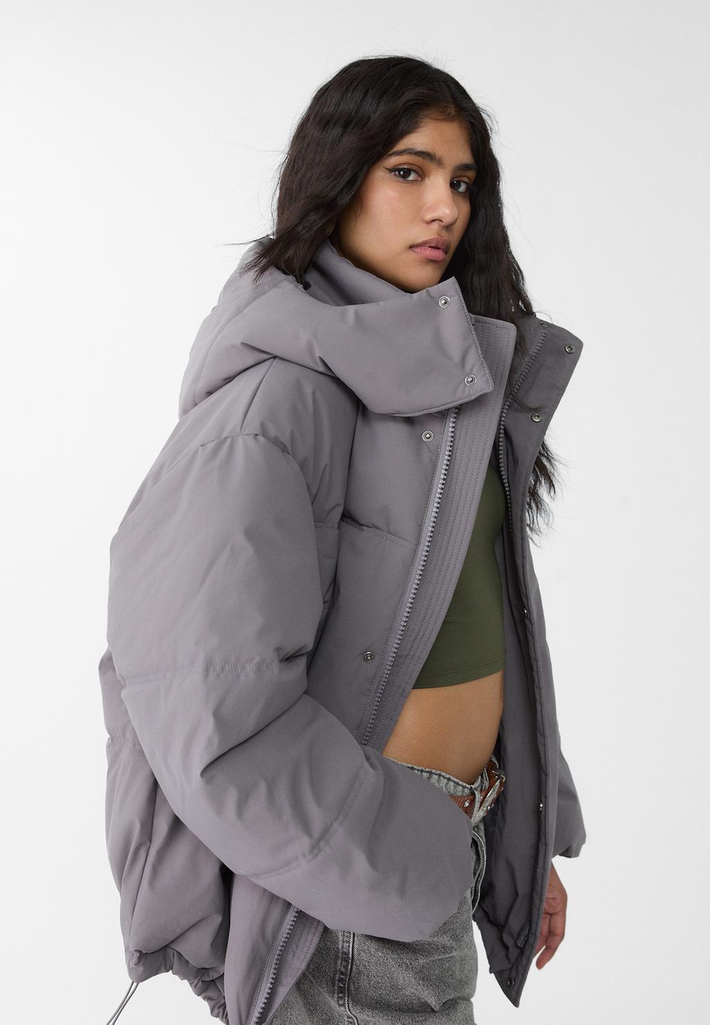 Oversize hooded puffer jacket