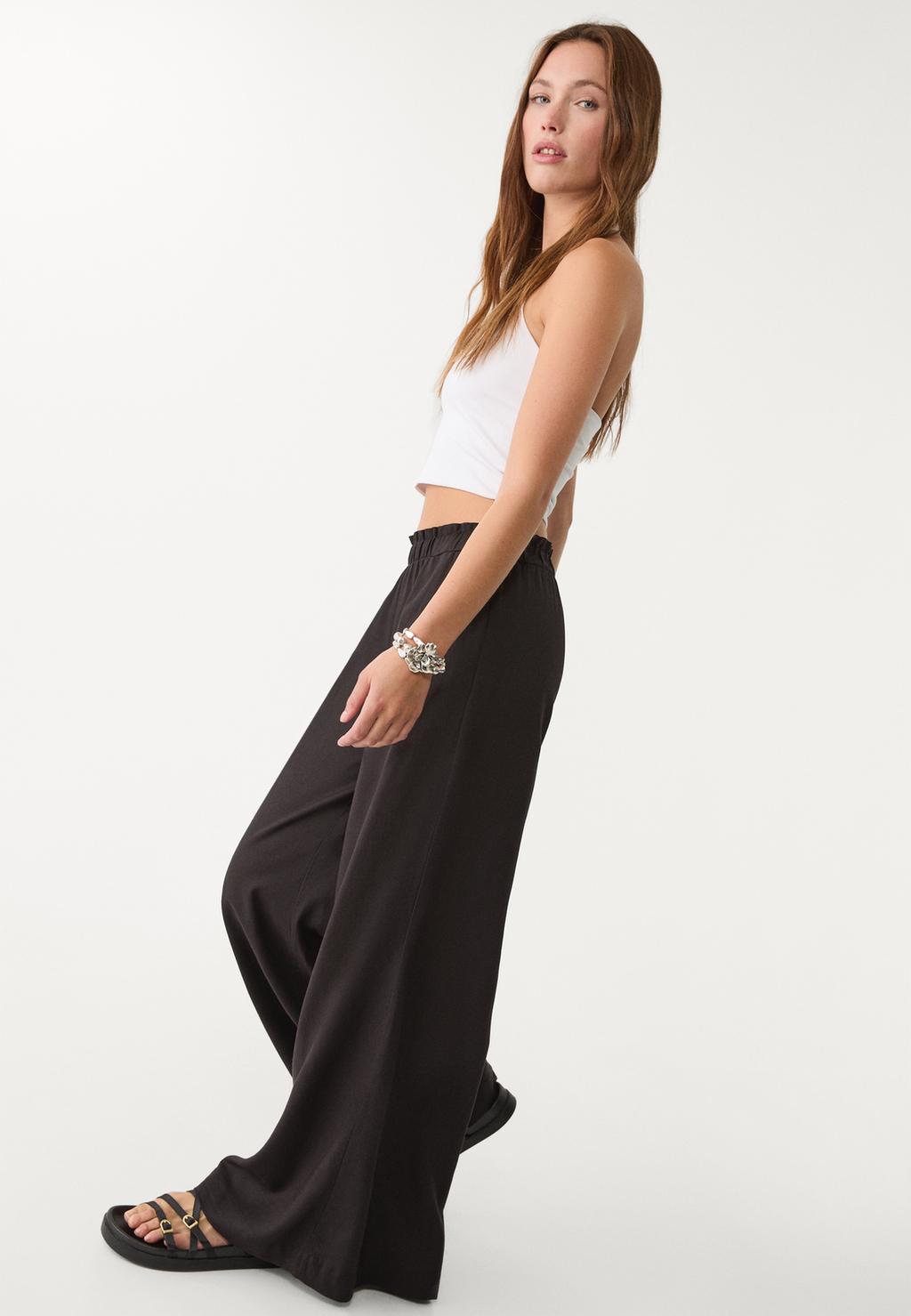 Pantalon palazzo fluide lin