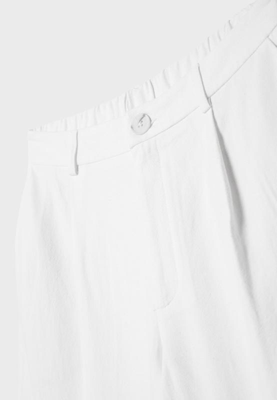 Stradivarius Keten görünümlü straight fit pantolon görsel 5