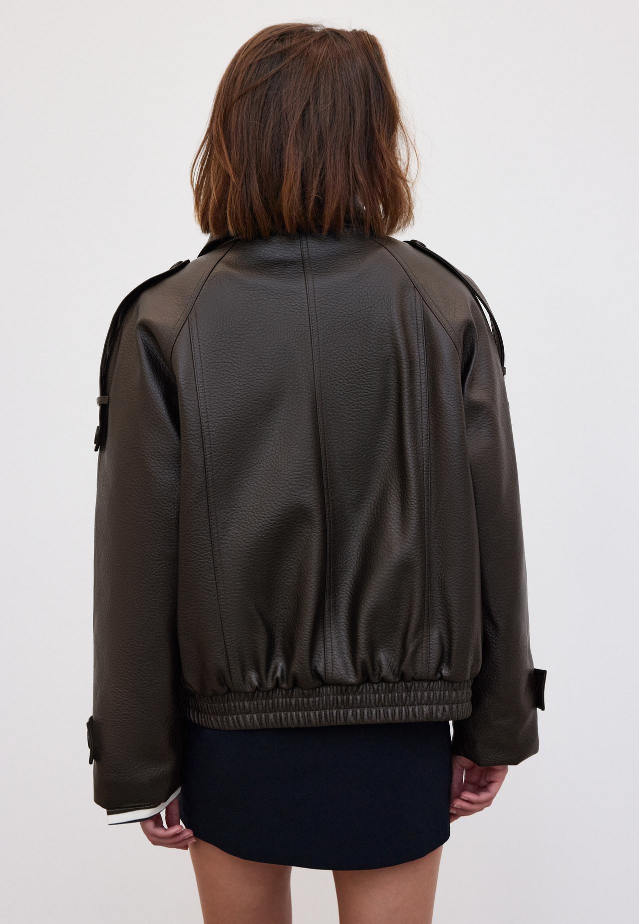 Padded jacket with faux fur collar detail — Brown