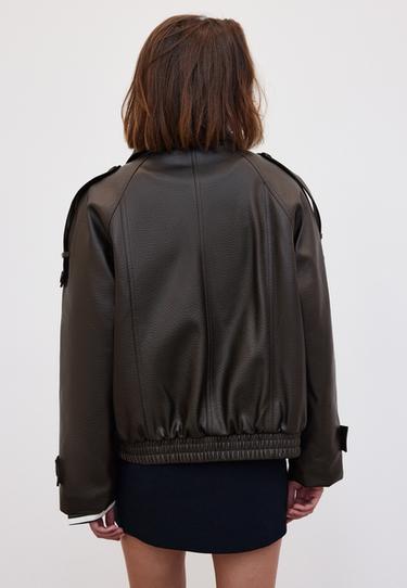 Padded jacket with faux fur collar detail — Brown 5