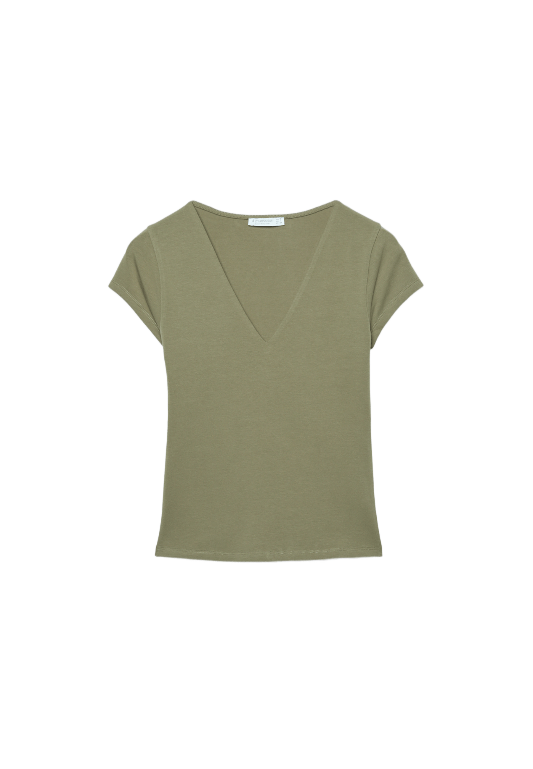 V-neck short sleeve T-shirt — Olive green