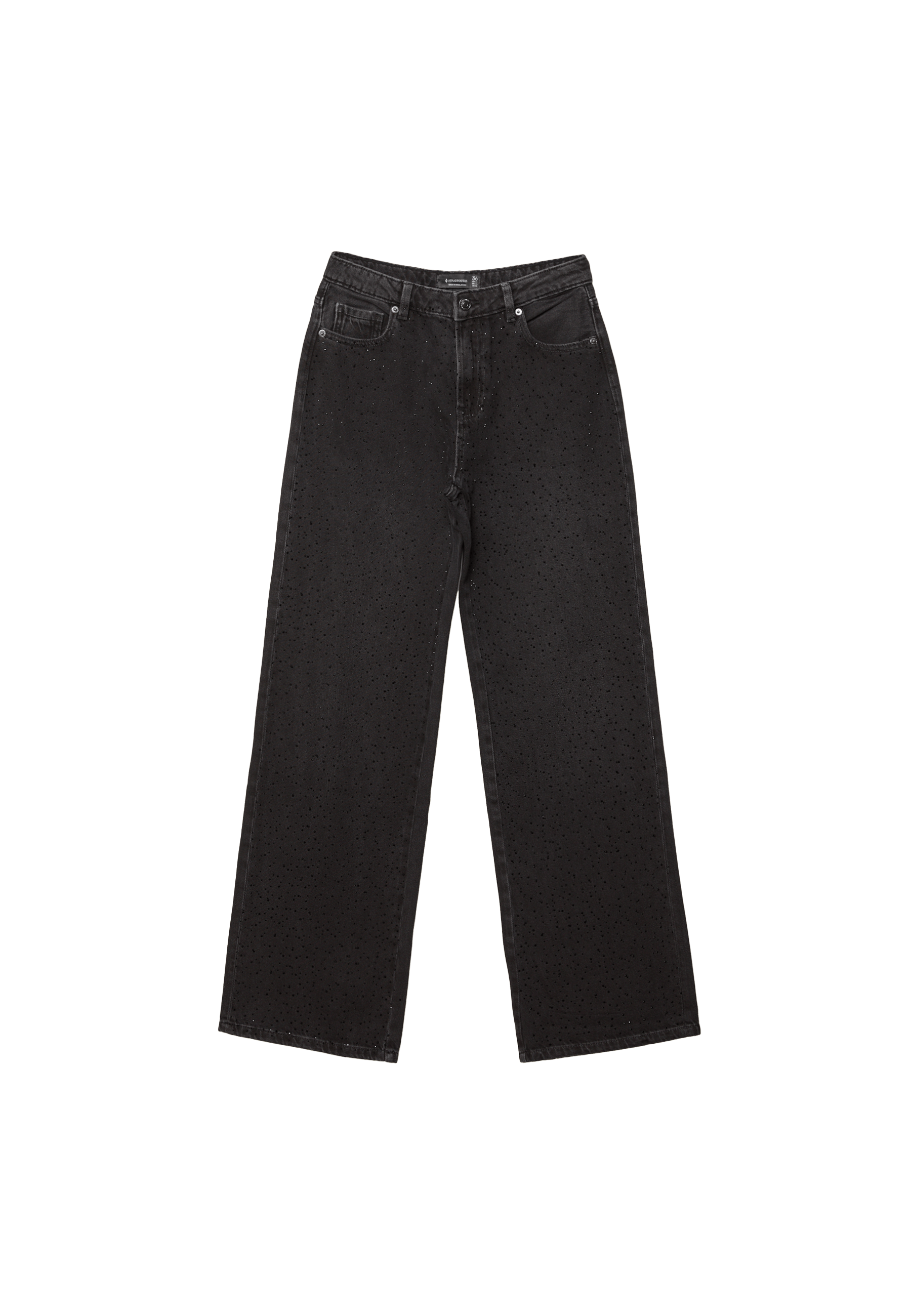 Stradivarius Parlak taşlı straight fit jean görsel 3