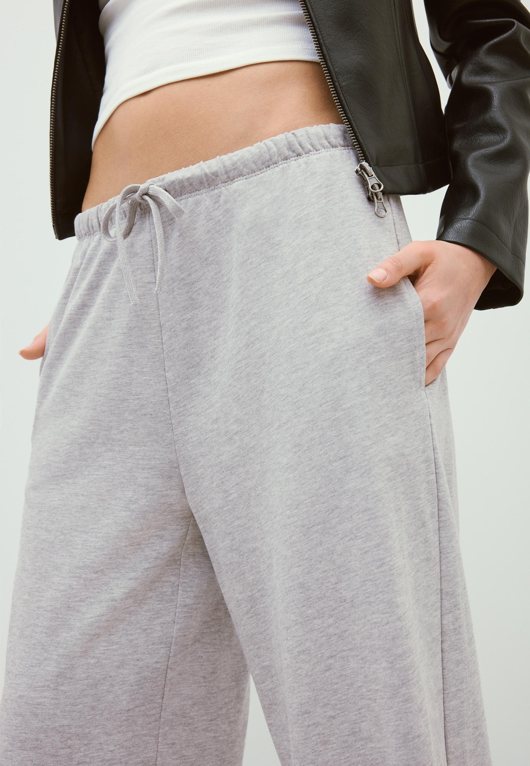 Wide-leg jogger trousers — Grey melange