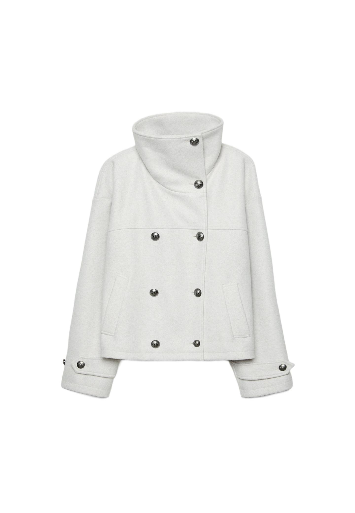 Yumuşak dokunuşlu kruvaze dik yaka ceket - Görsel 11