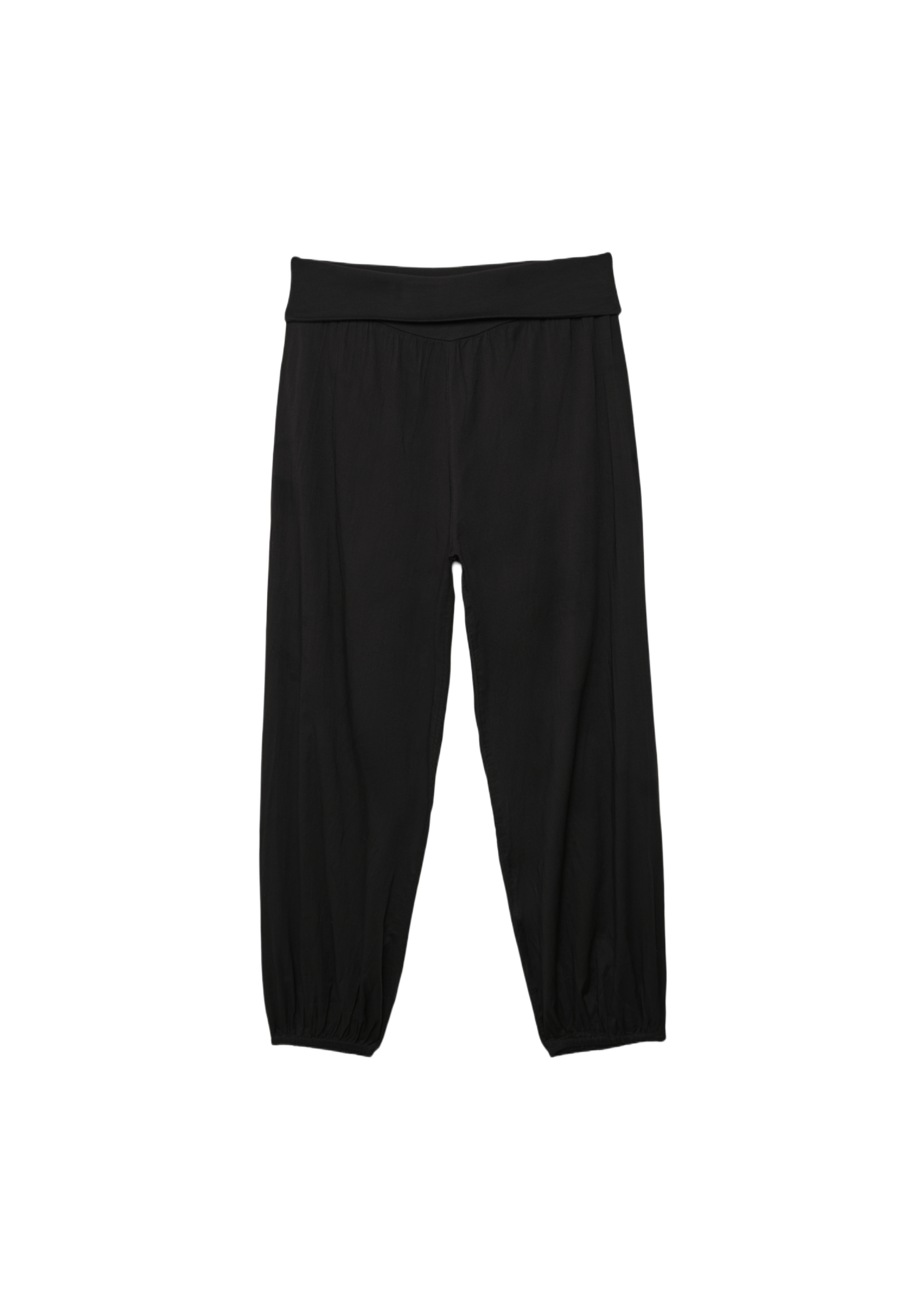 Balloon trousers with turn-down waist — Black