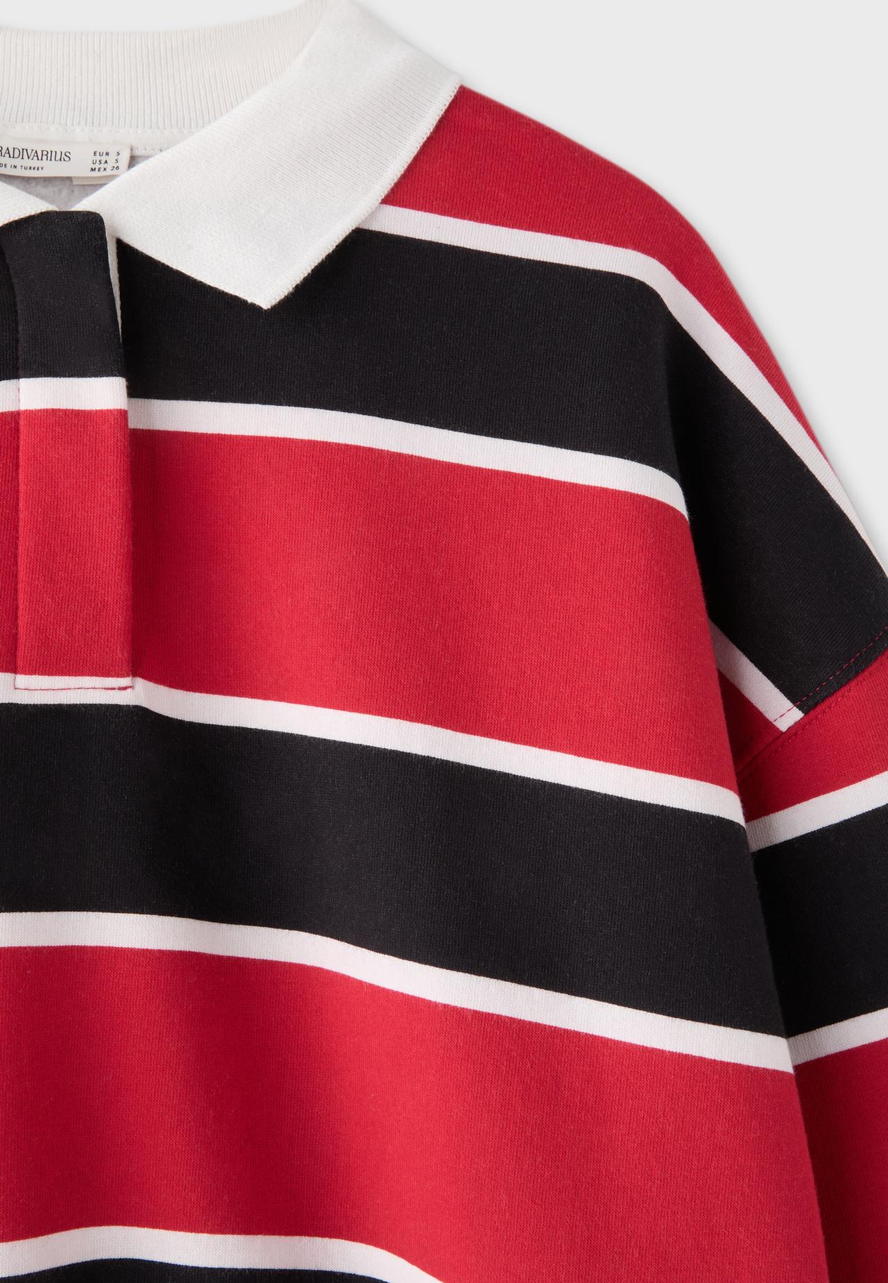 Striped polo sweatshirt — Red