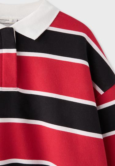 Striped polo sweatshirt — Red 9