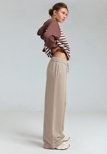 Washed-effect straight jogger trousers — Beige 1