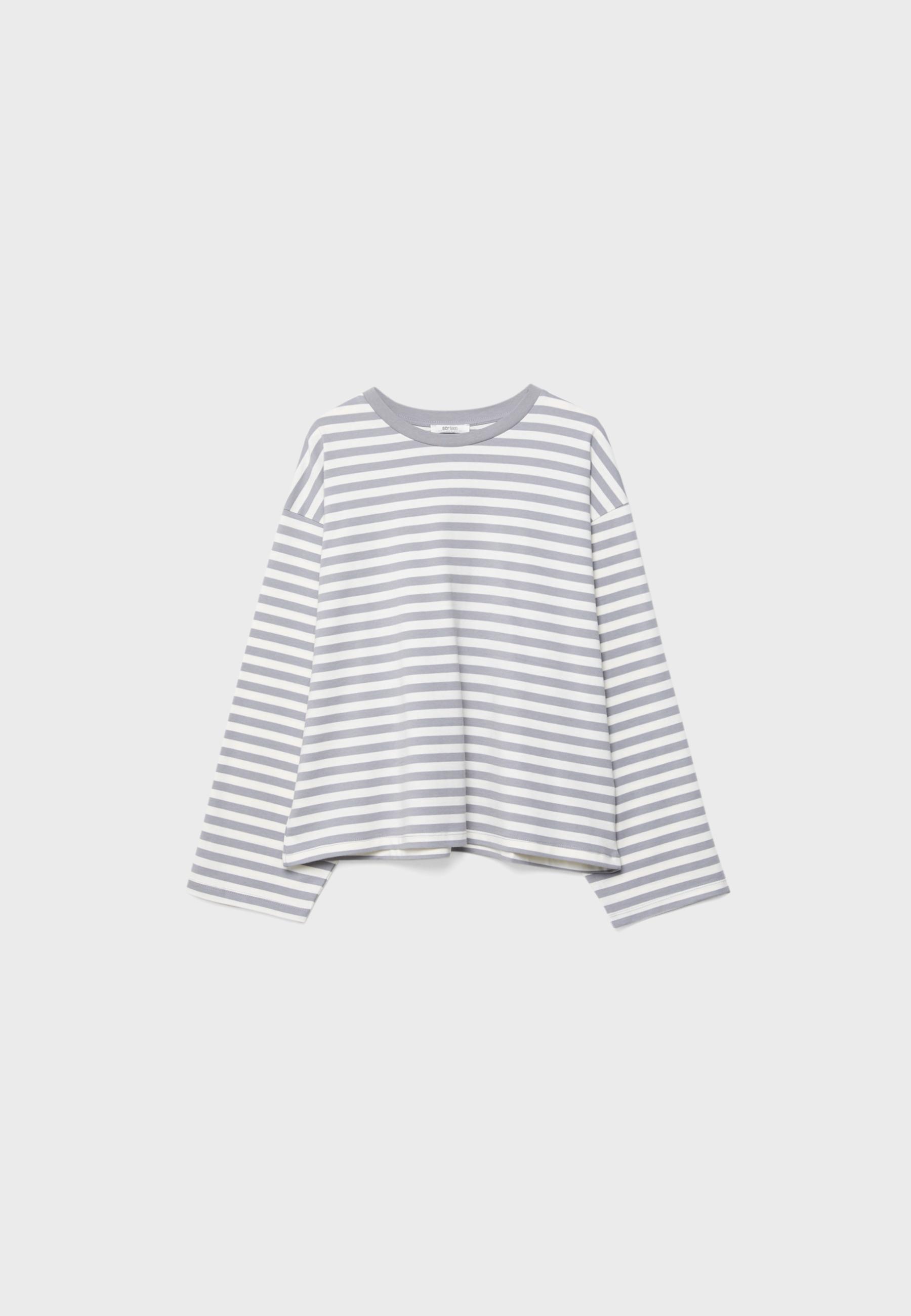 Striped long sleeve T-shirt — Grey melange