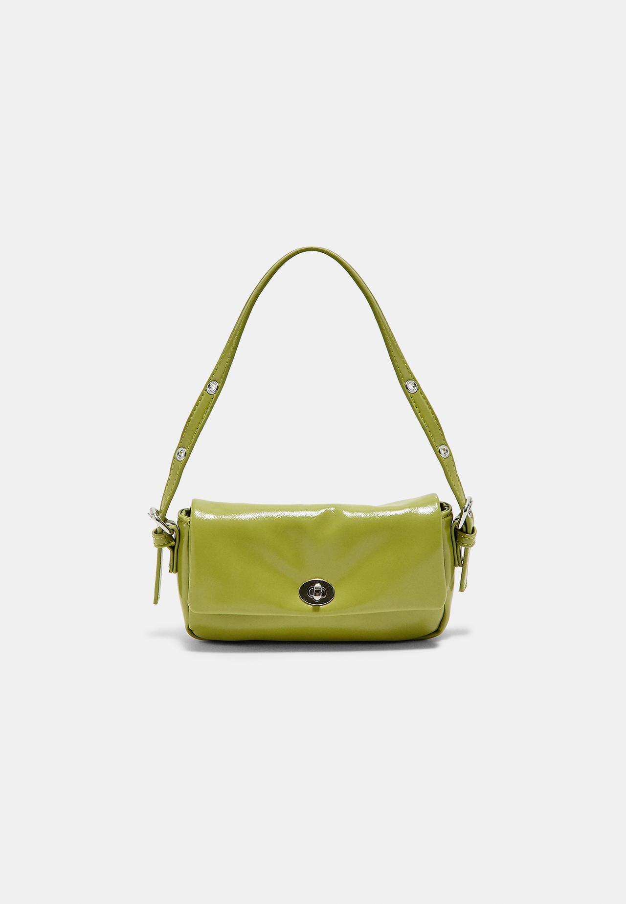 Mini crinkled shoulder bag — Pistachio green
