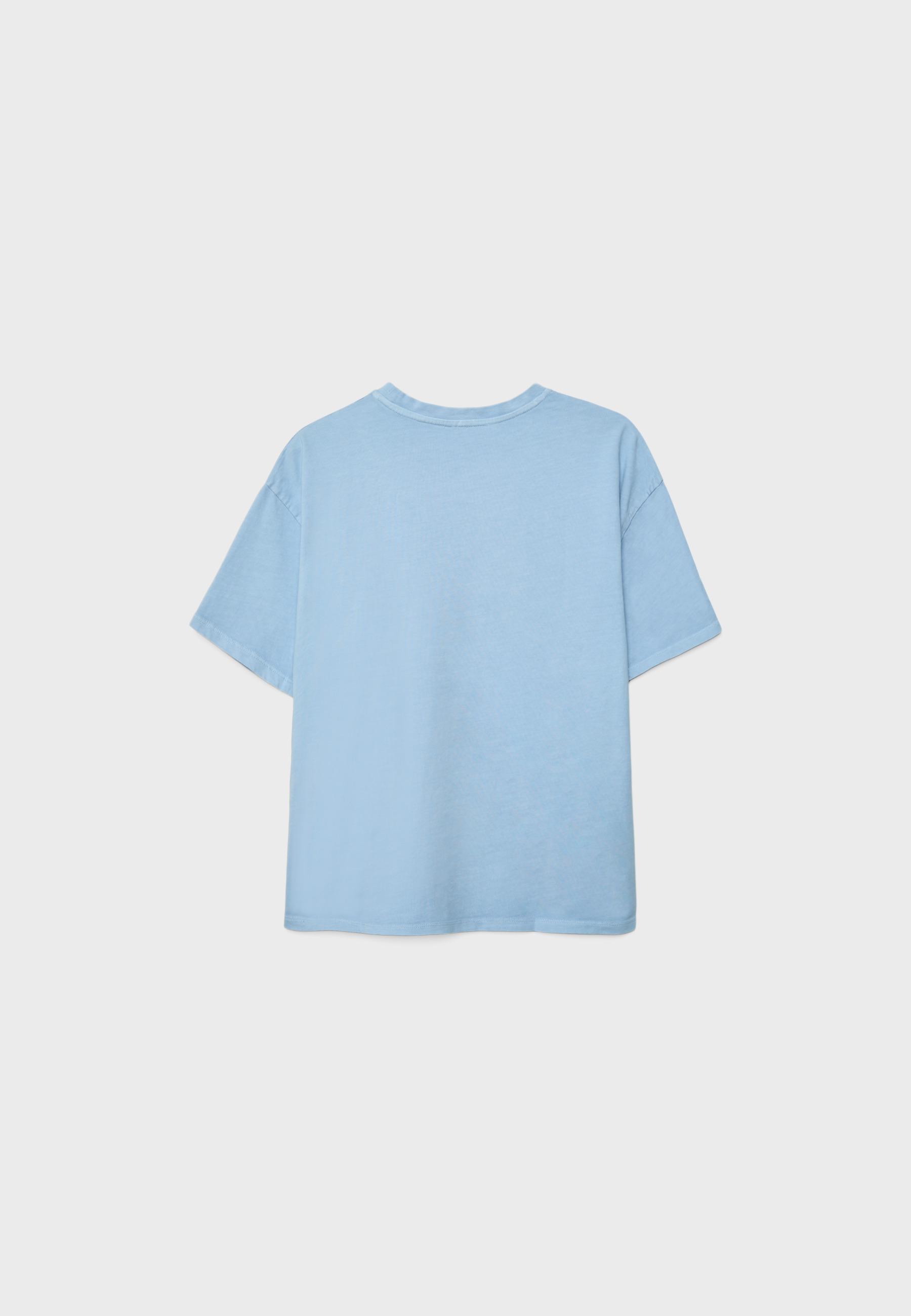 Short sleeve T-shirt with graphic and appliqué — Royal blue