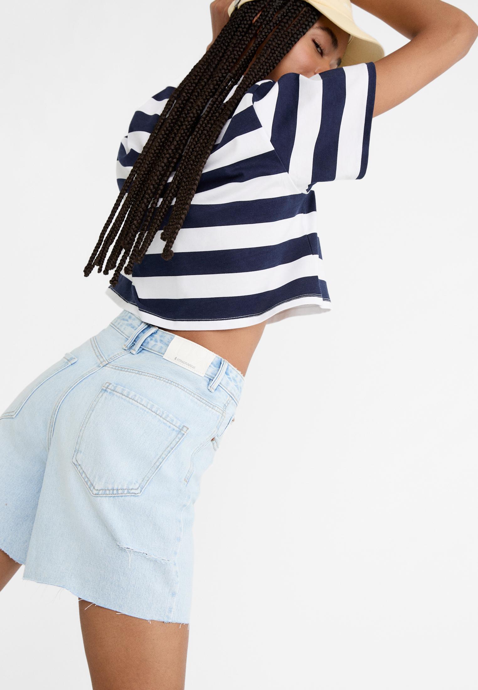 D93 Longline shorts — MEDIUM LIGHT BLUE DENIM