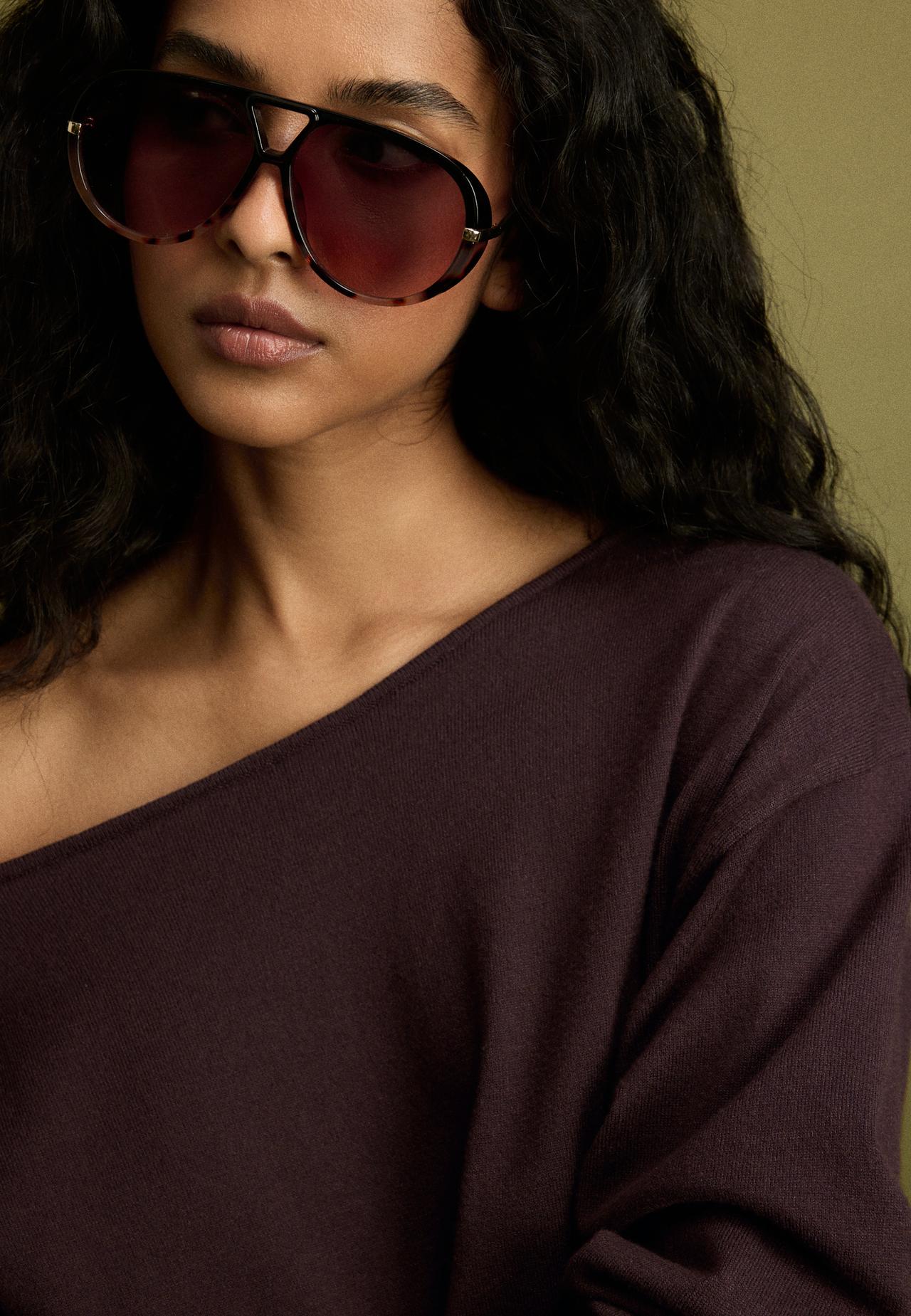Asymmetric knit jumper — Brown