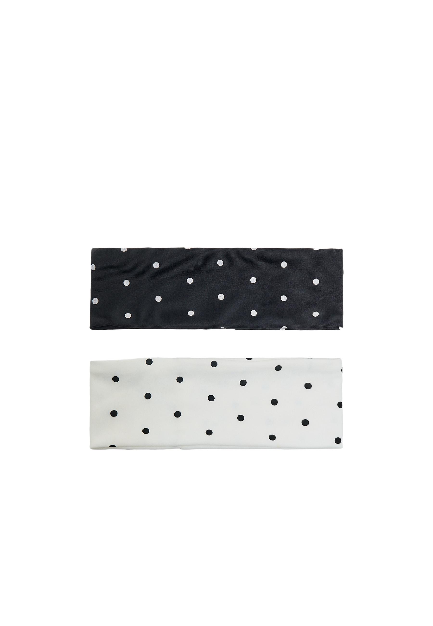 Set of 2 elasticated polka dot hair bands — Black