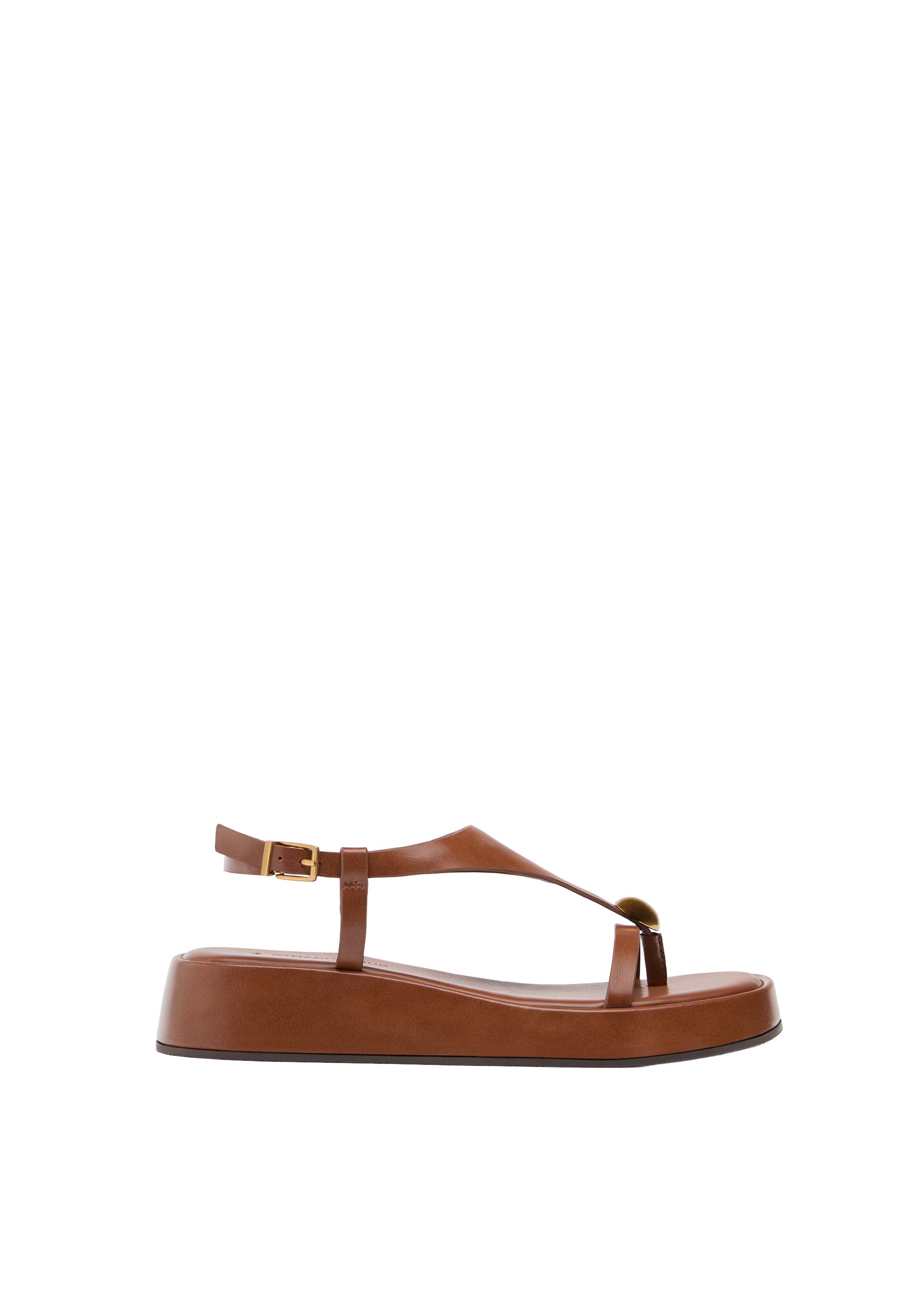 Platform sandals with detail — BROWN