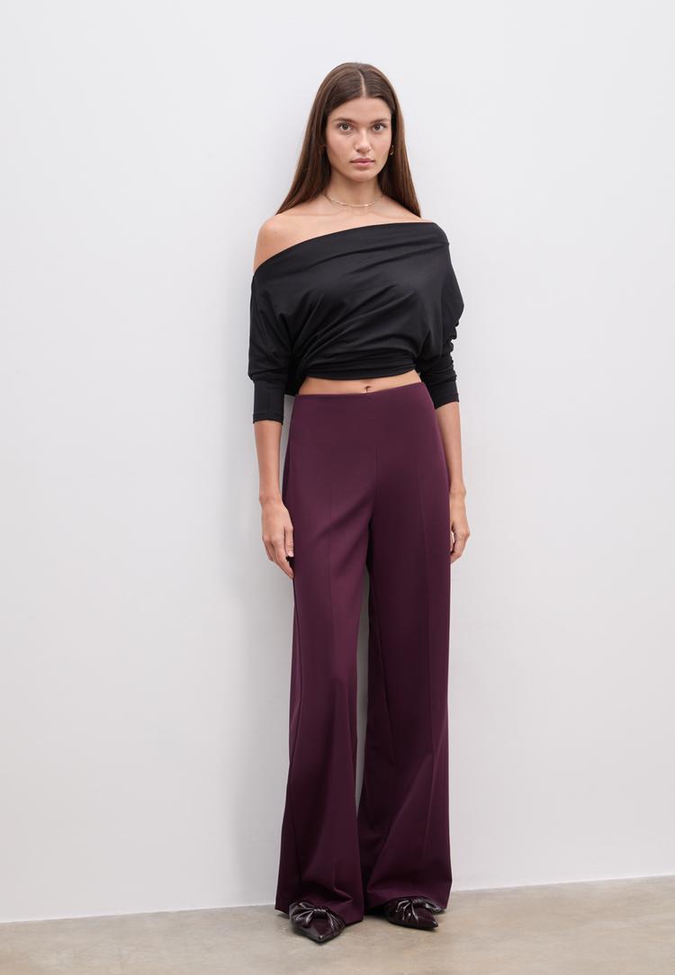 Stradivarius Pantaloni Fluizi De Ocazie Mov 36
