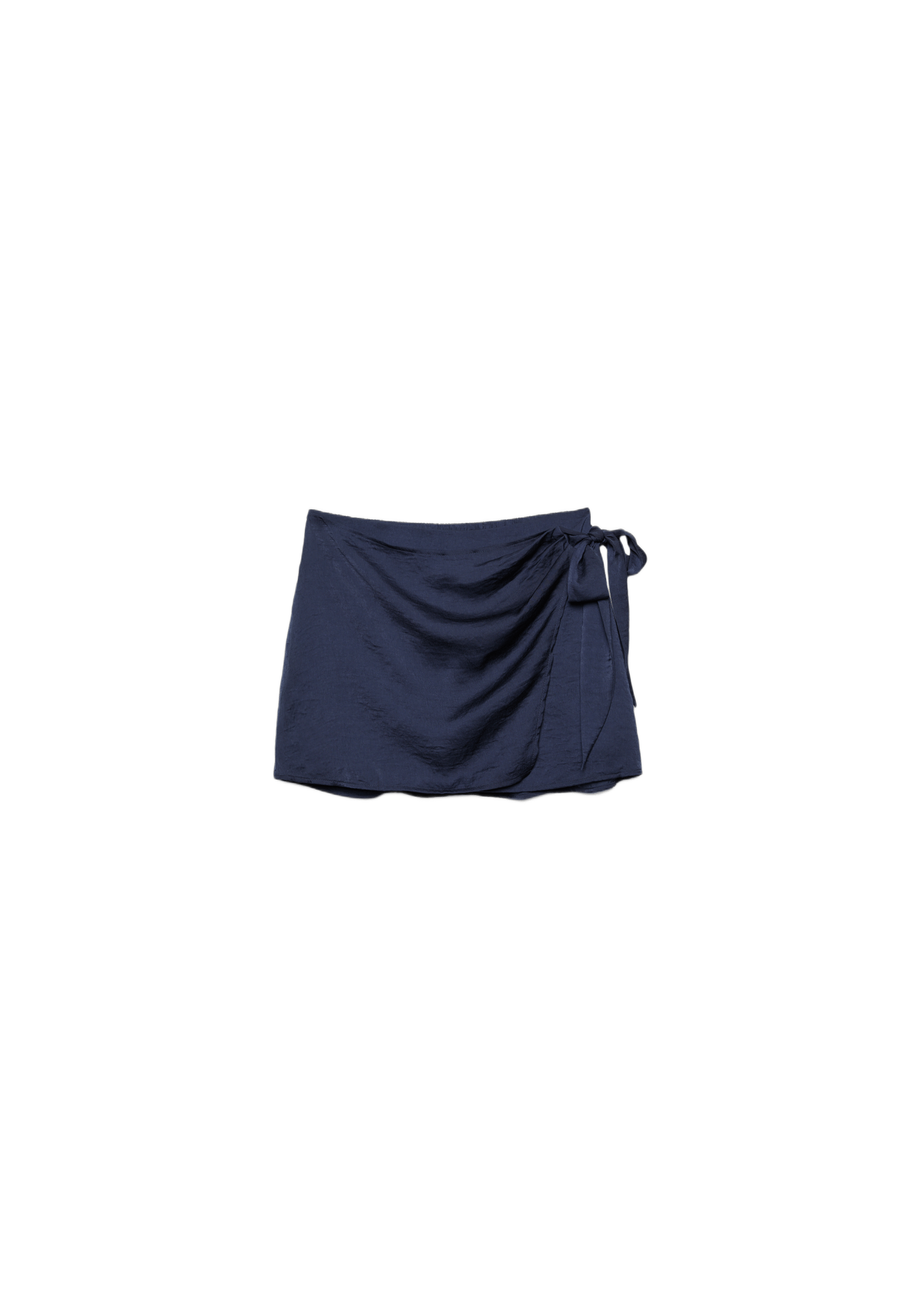 Sateen pareo mini skirt — Navy blue
