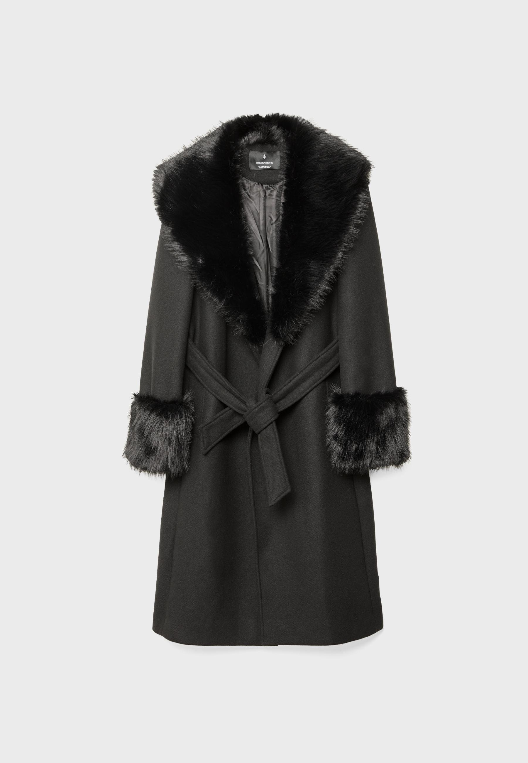 Long coat with faux fur detail - Women's fashion | Stradivarius Turkey