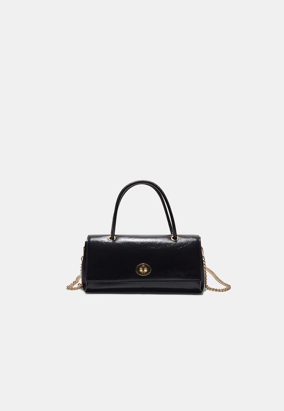 Stradivarius Geantă City Cu Două Mânere Negru Os