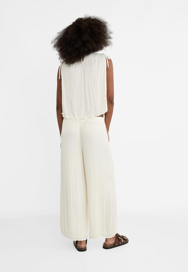 pantalon culotte fluido satinado textura