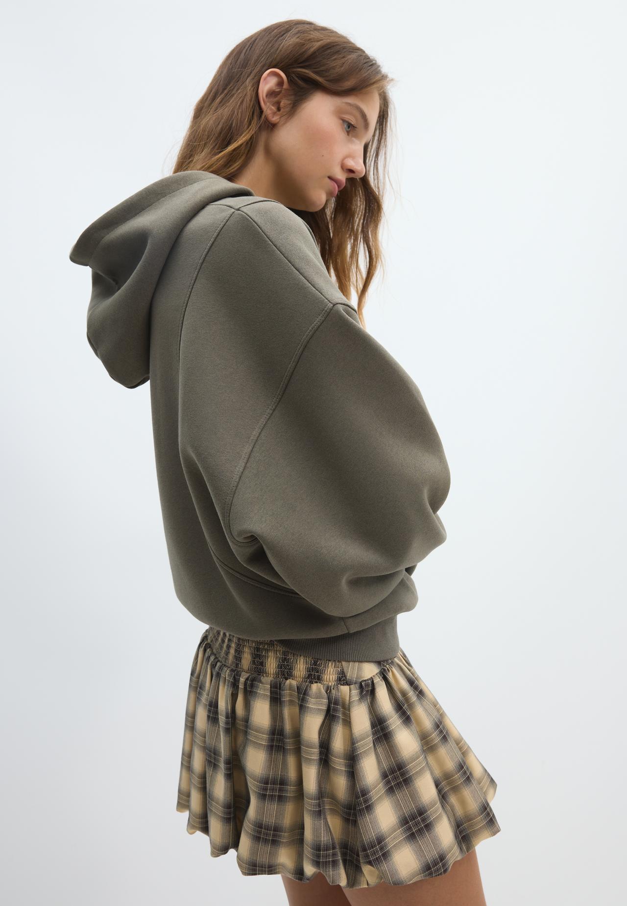 Printed text hoodie — Khaki