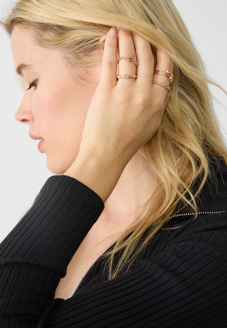 set 9 anillos mariposa y brillos