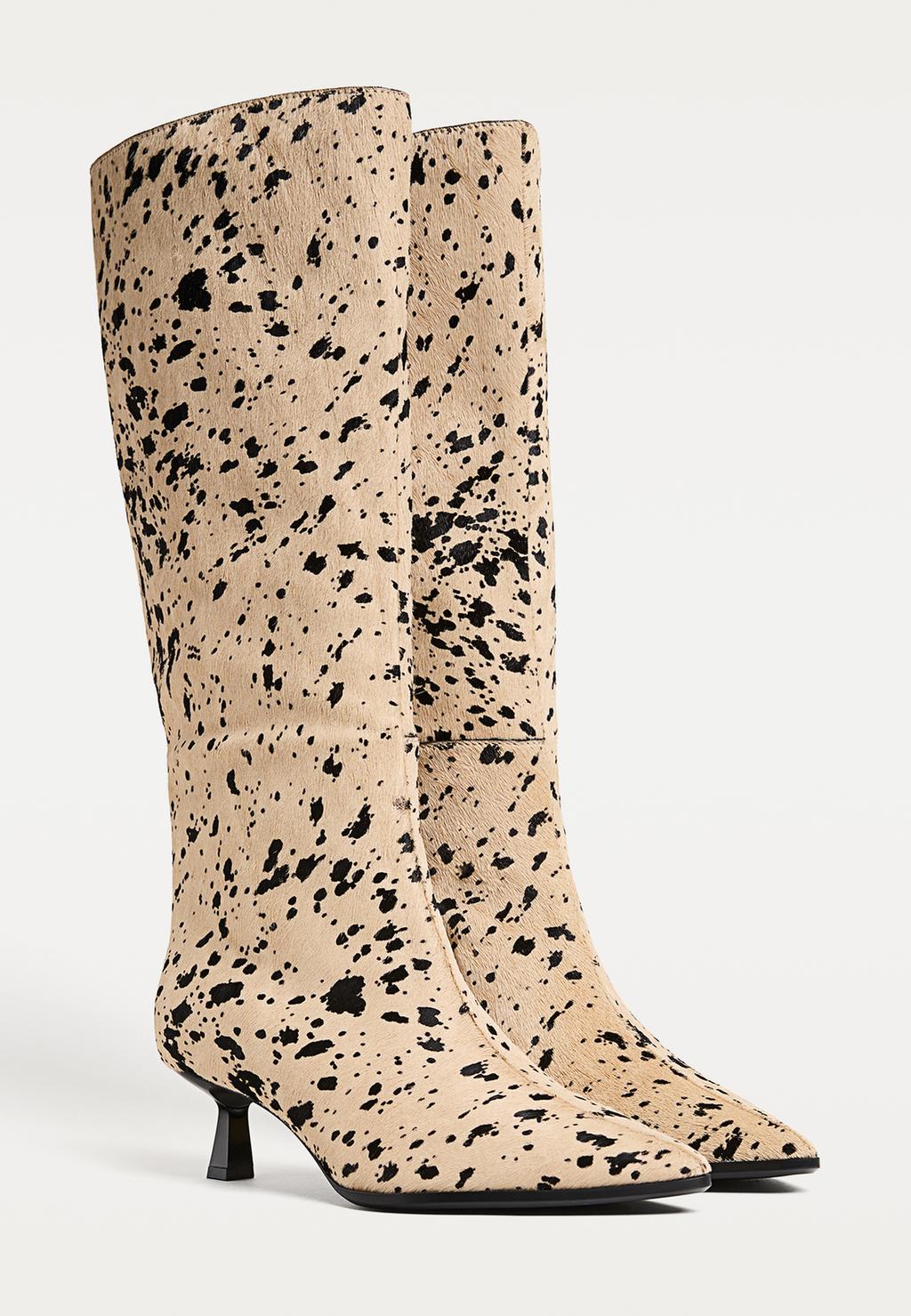 Botas altas tacón animal print pelo