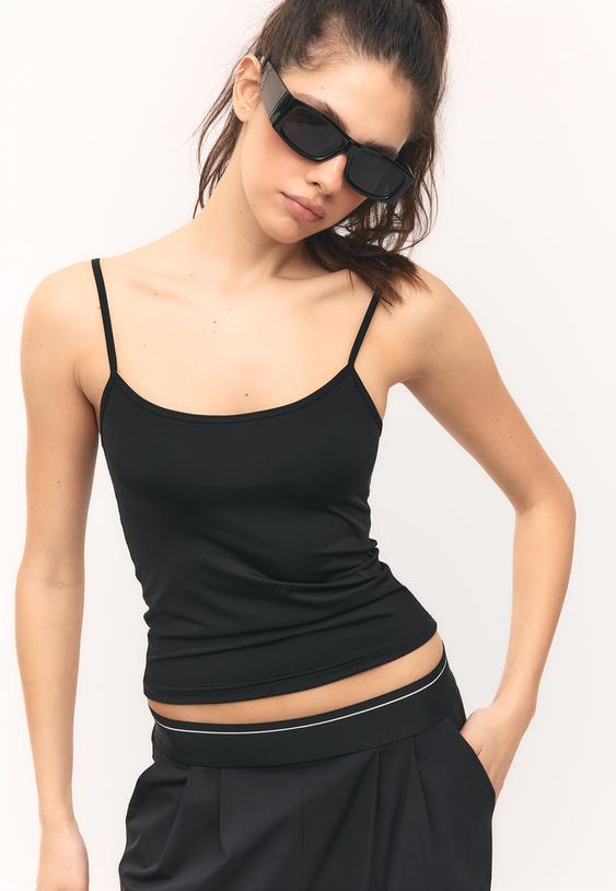 Stradivarius Basic Tank Top Black M