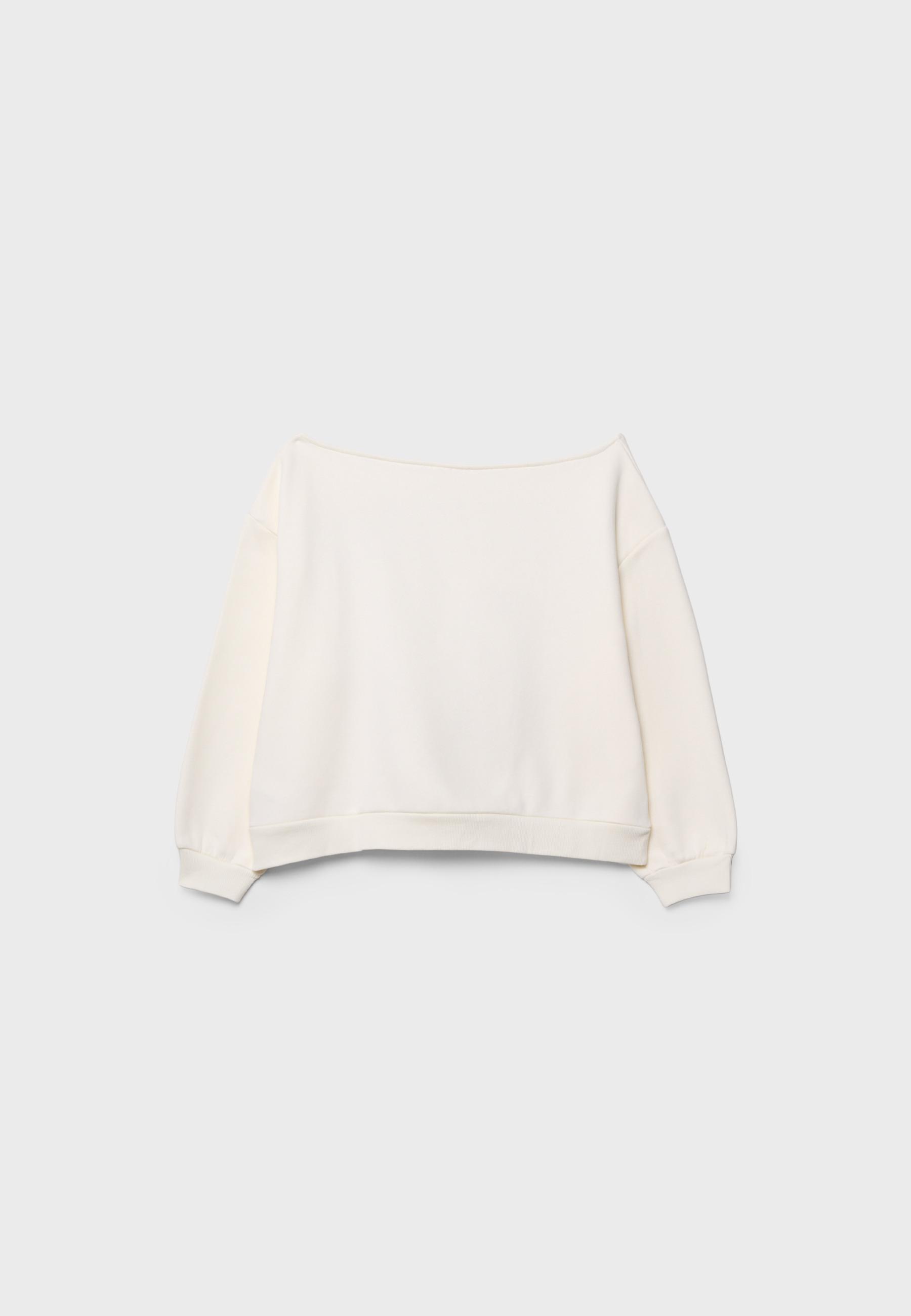 Printed boat neck sweatshirt — Ecru