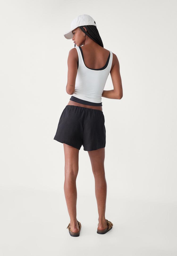 shorts cordon con lino