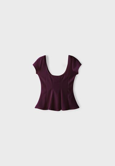 Mini sleeve peplum top — Purple 7