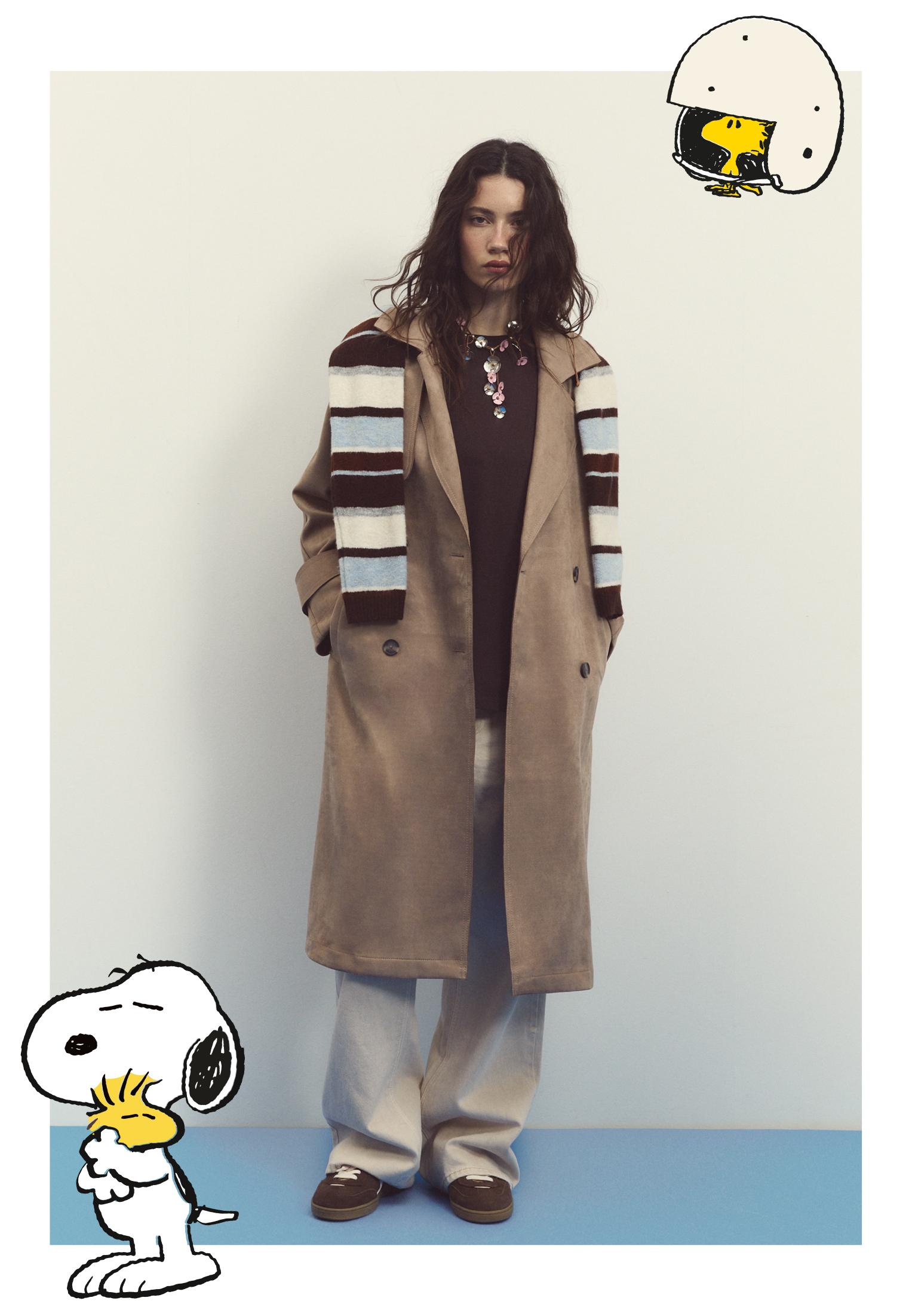 Long faux suede trench coat — Caramel