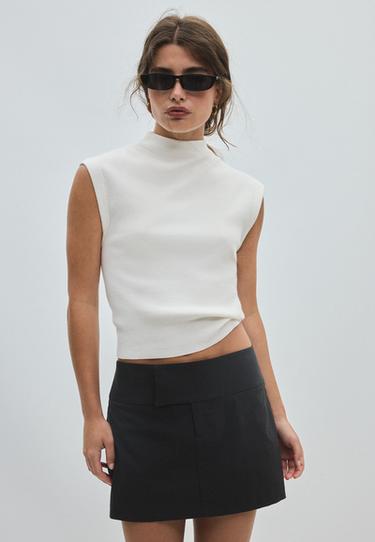 Wide waistband mini skort — Black 1