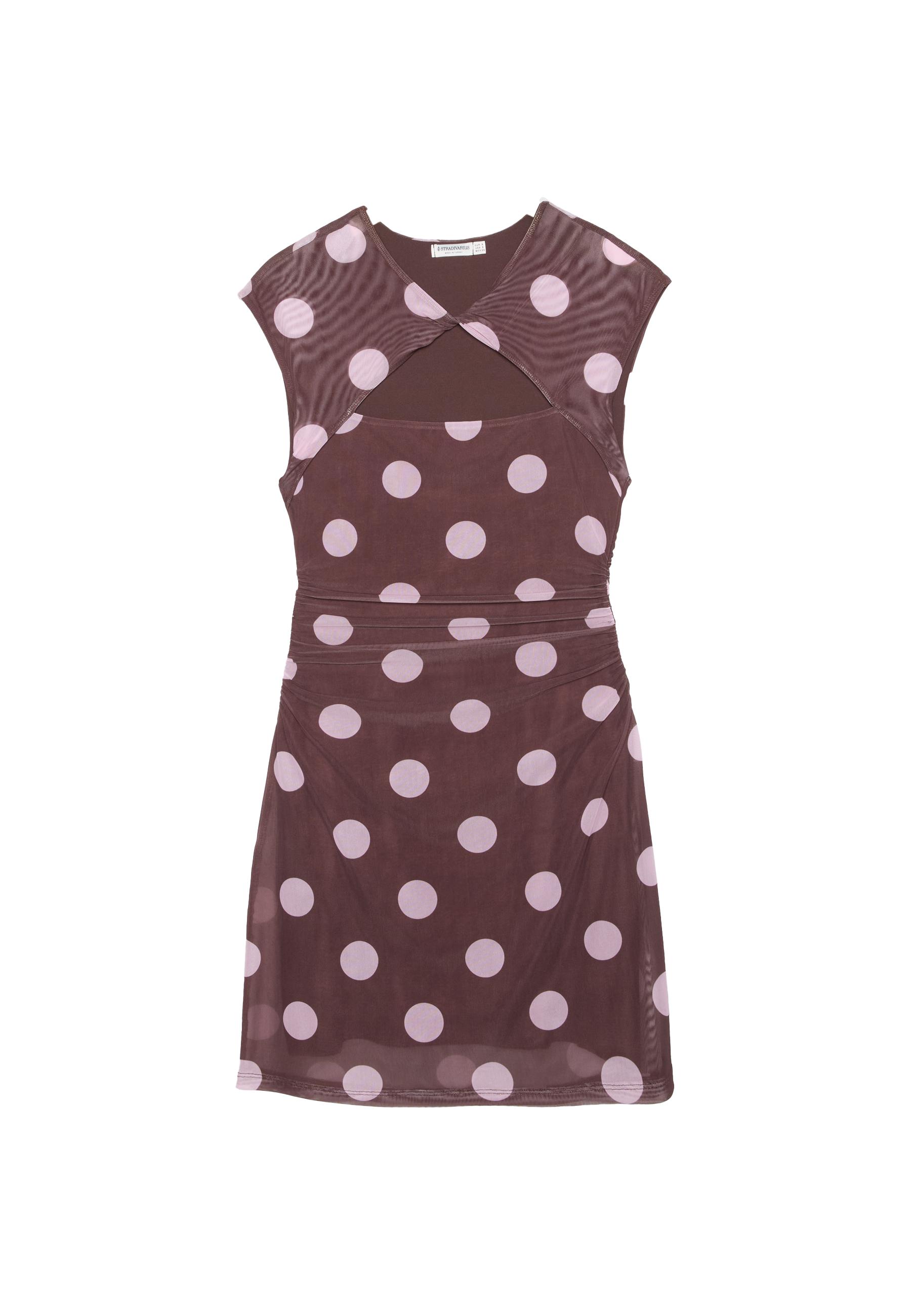 Short dress with knot and split — Pastel pink