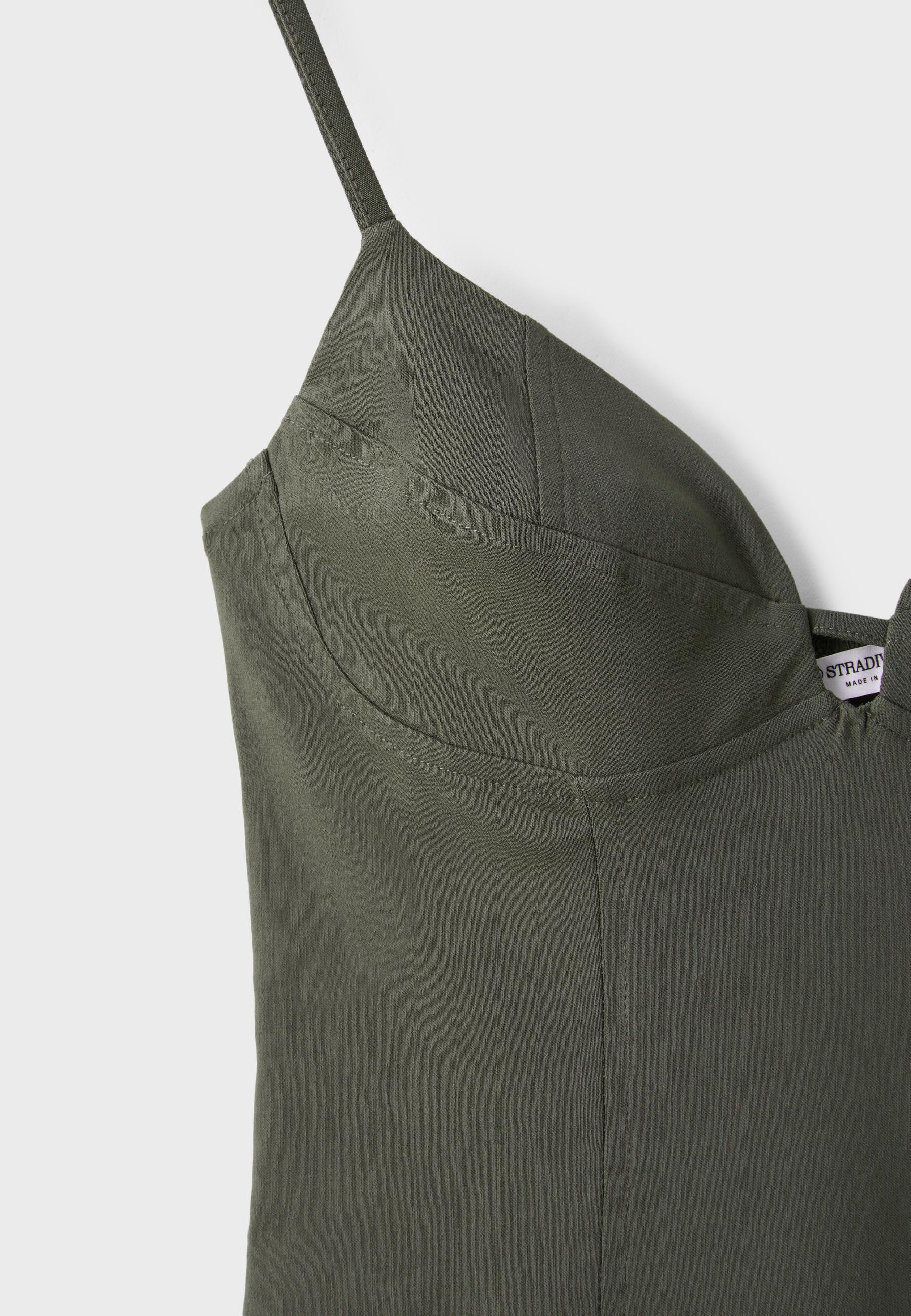 Bengaline midi dress with straps — Khaki