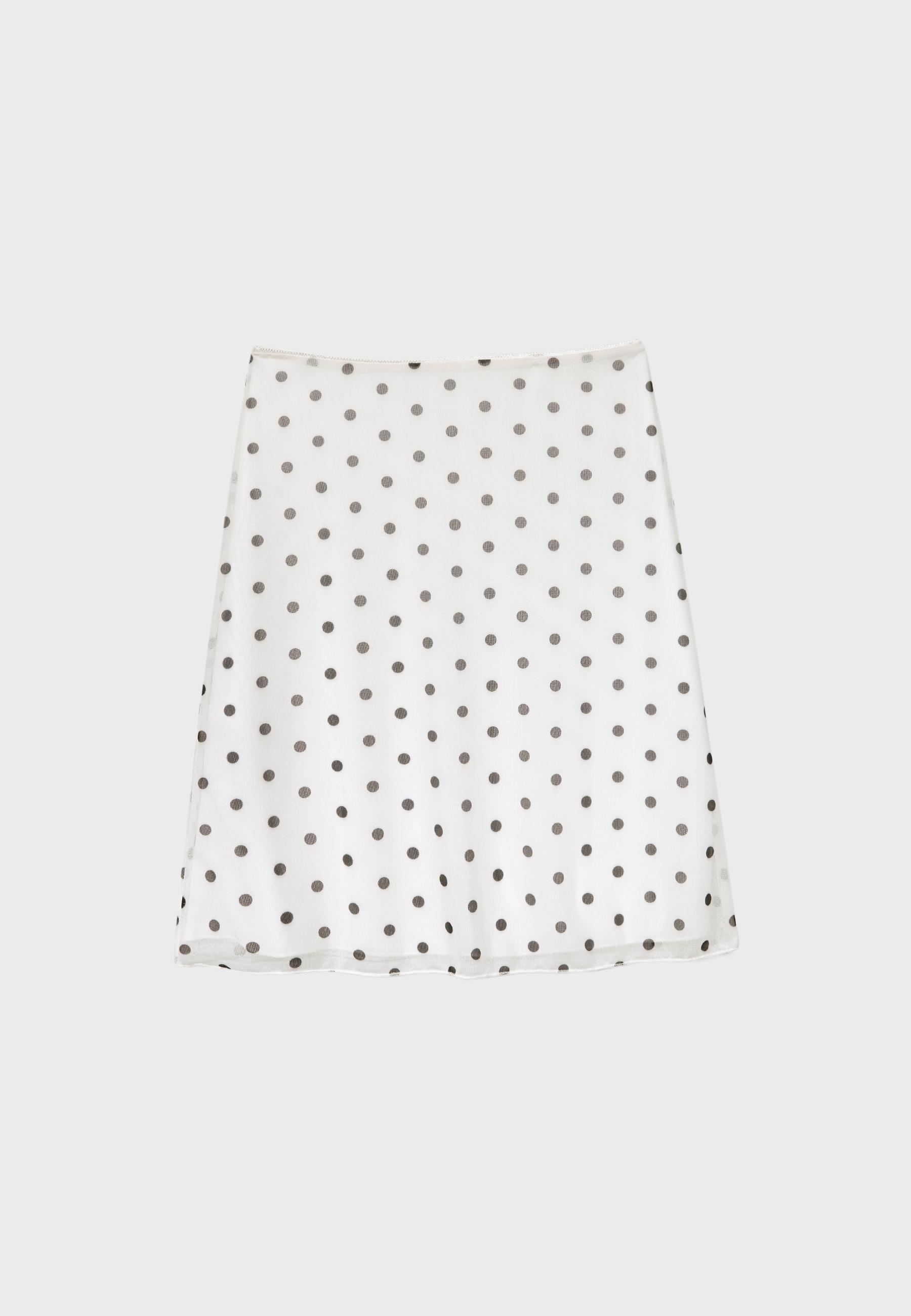 Polka dot tulle midi skirt — Ecru