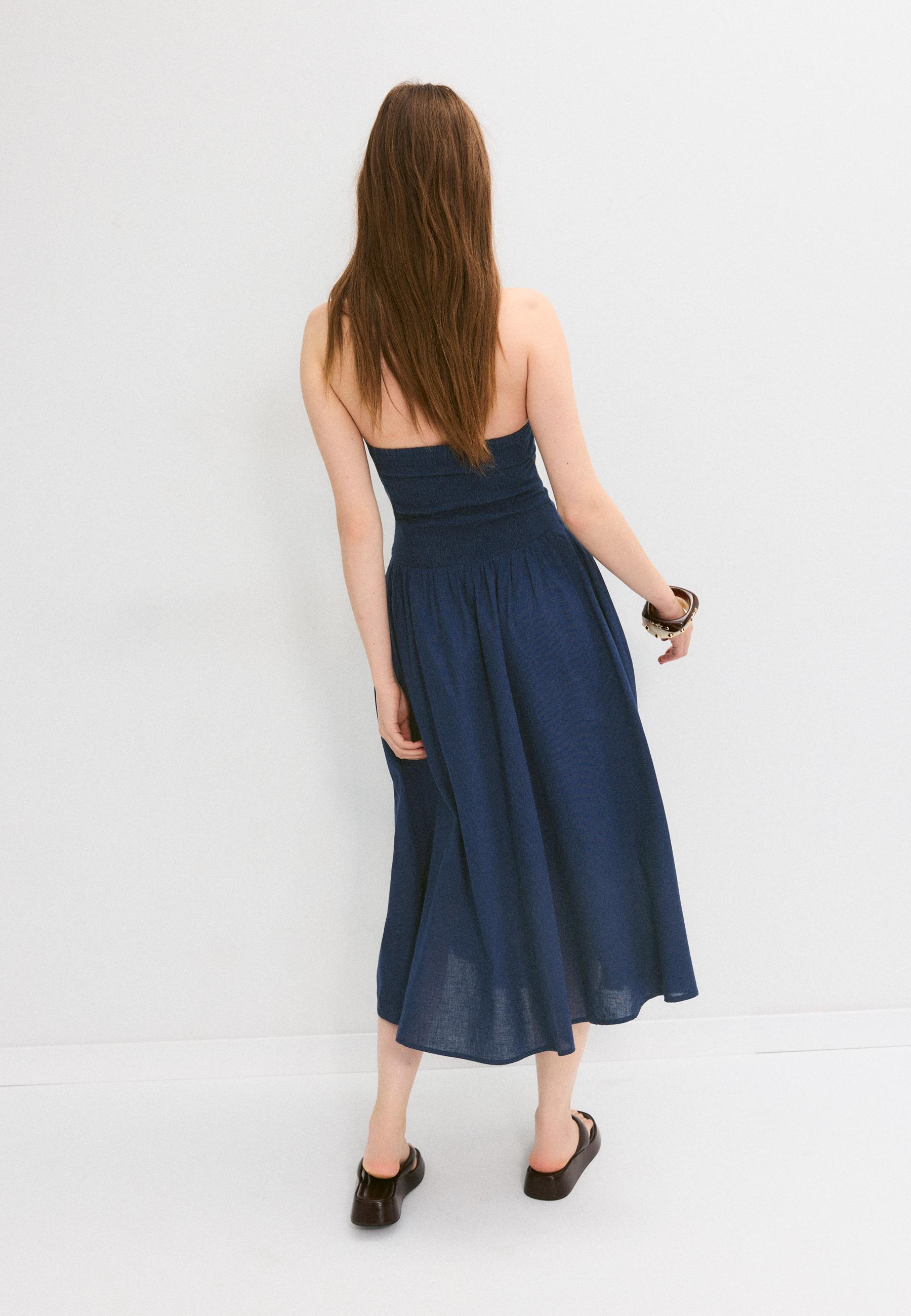 Beaded midi halter dress — Navy blue