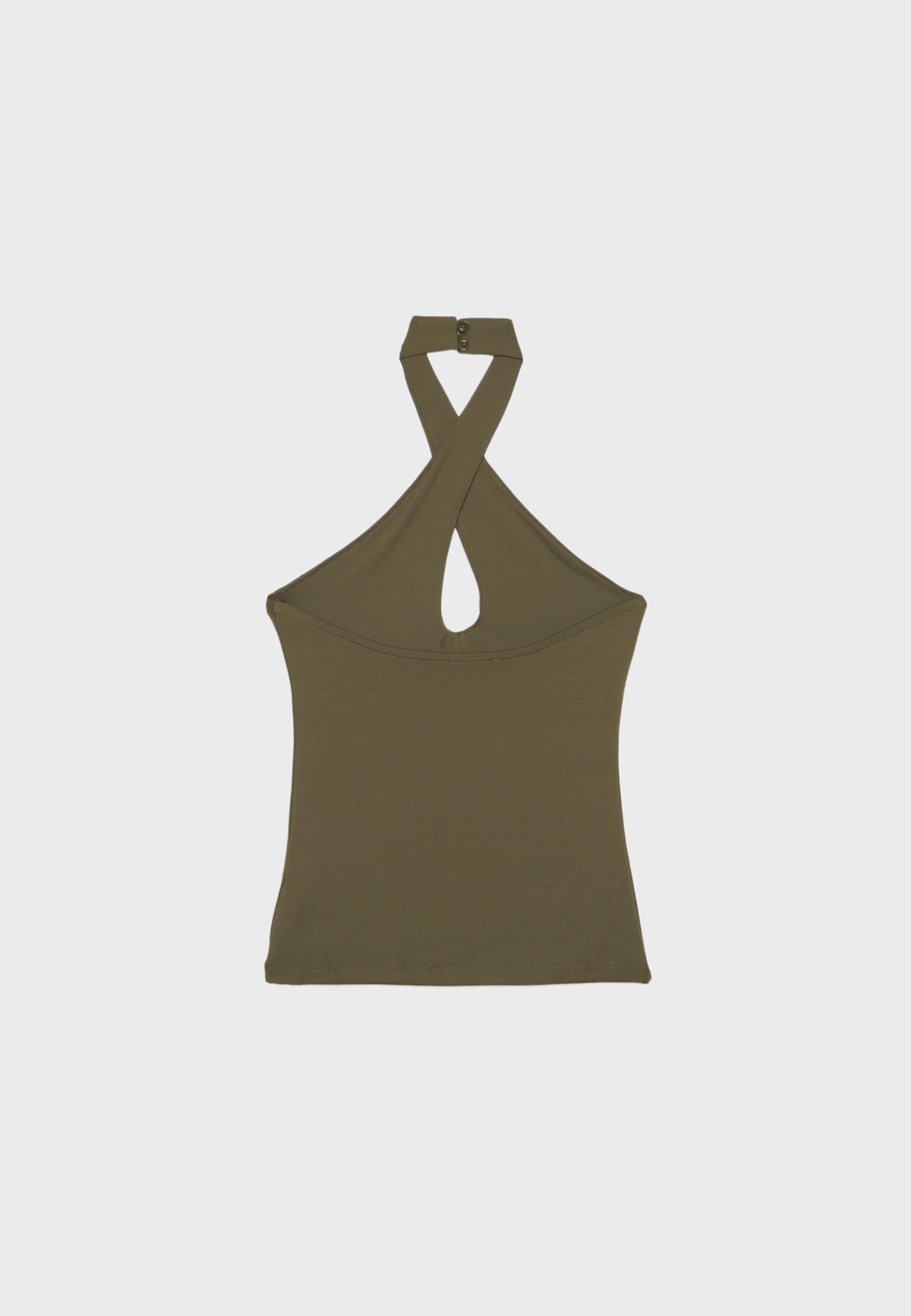 Halter cross-over top — Khaki