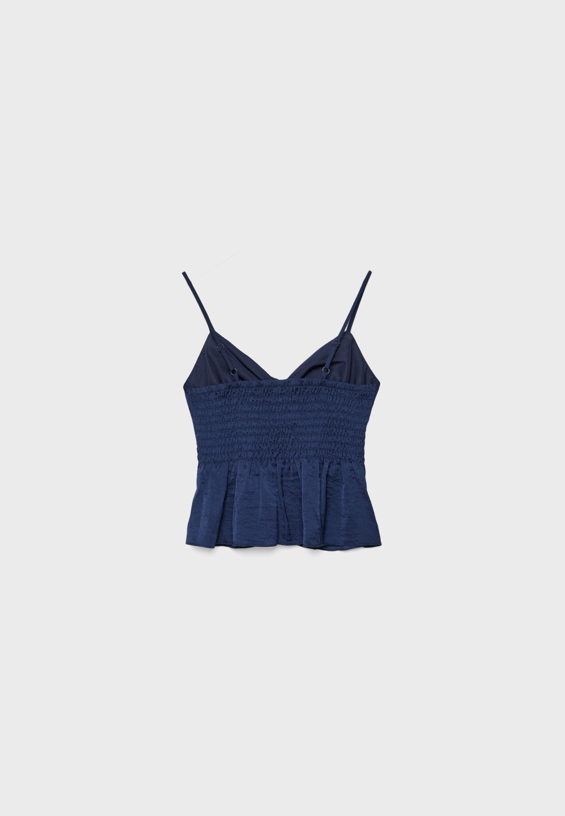 Strappy satin top — Navy blue