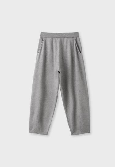 Barrel-fit knit trousers — Grey melange 7