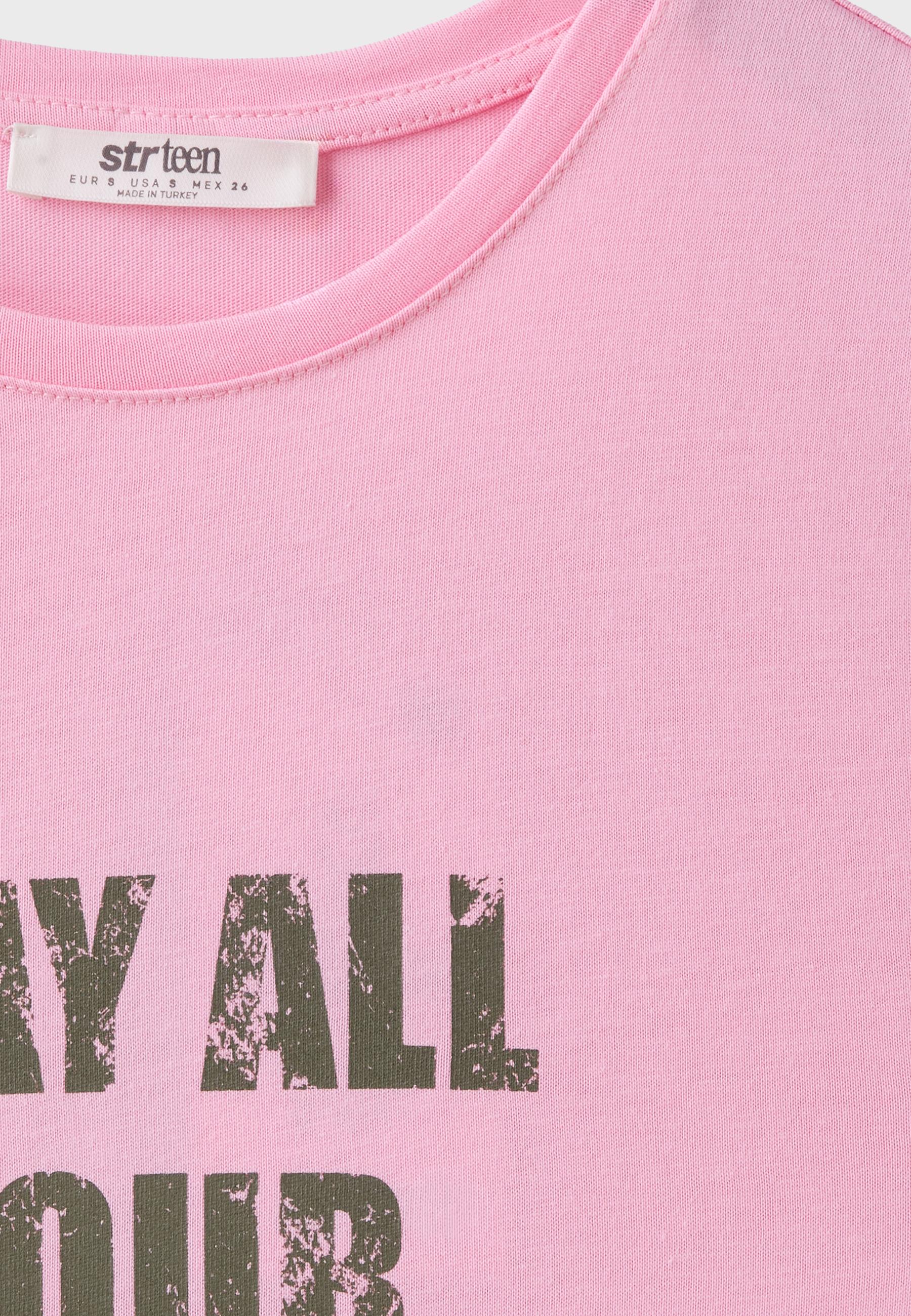 Slogan short sleeve T-shirt — Pastel pink