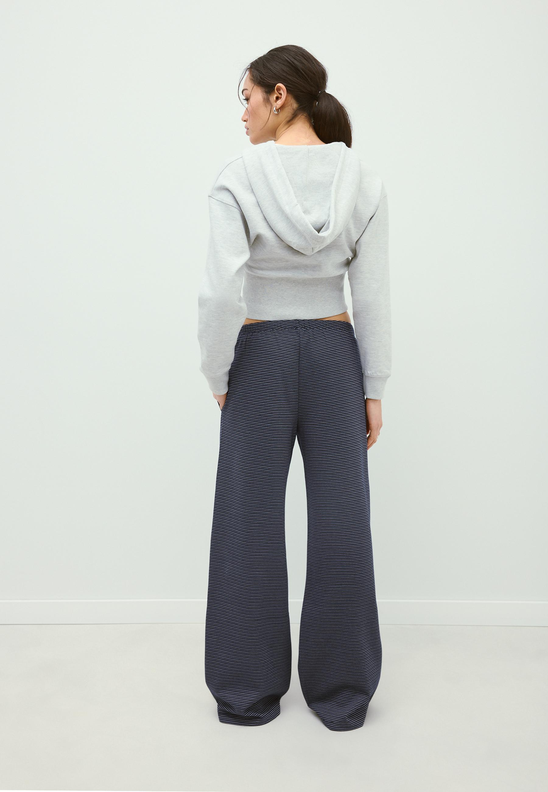 Striped wide-leg jogger trousers — Dark blue