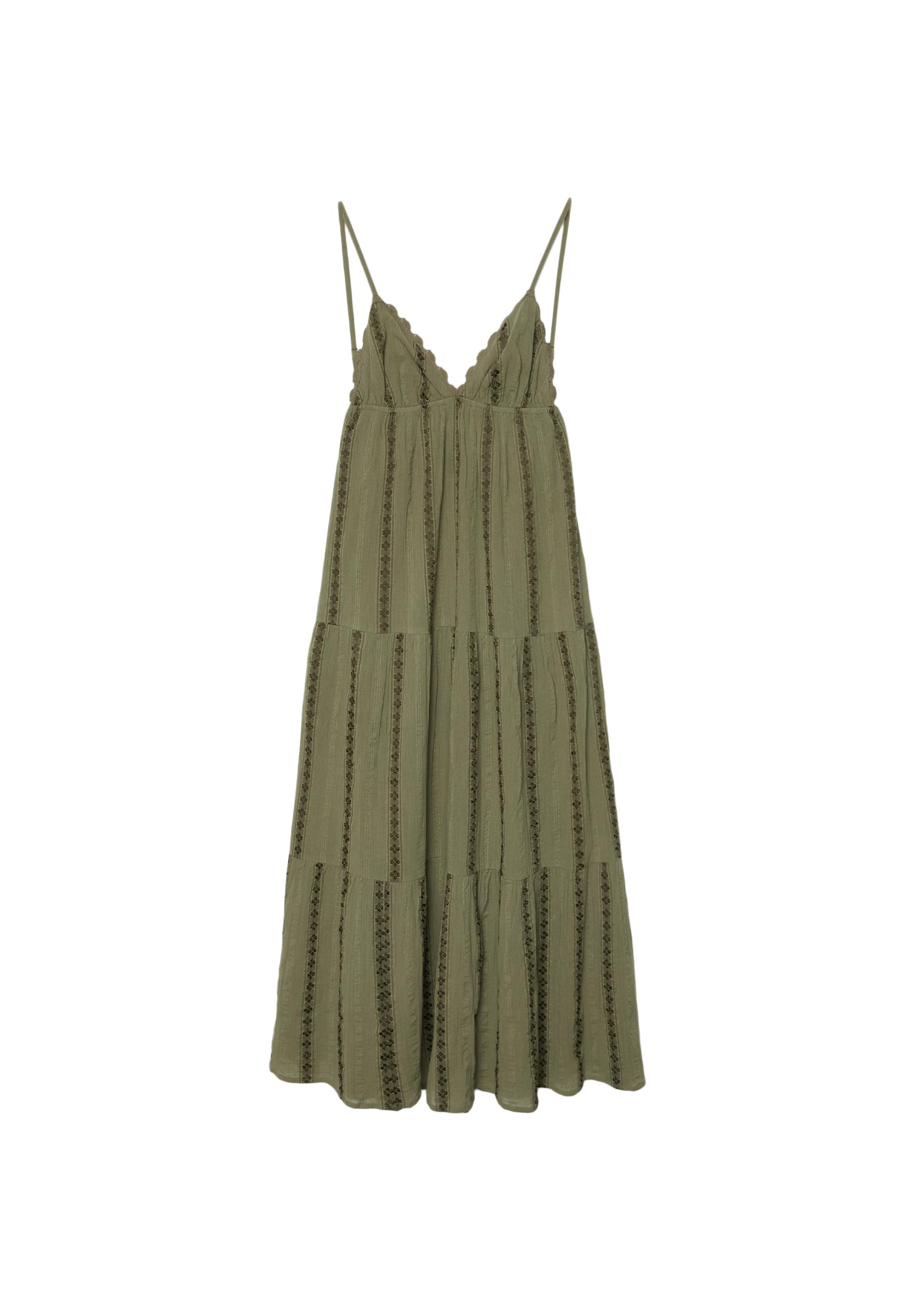 Long flowing dress with open back — Khaki