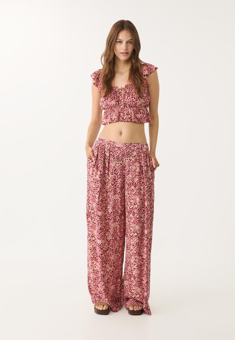 pantalon fluido palazzo estampado