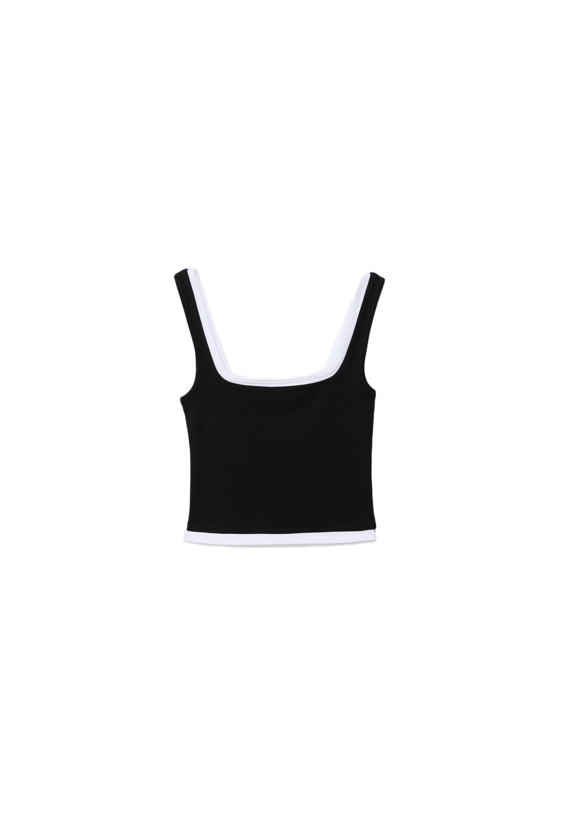 Two-piece effect square neckline top — Black